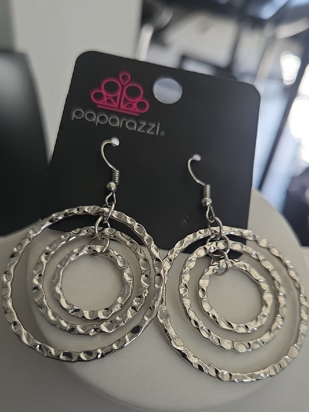 Paparazzi Silver Textured Hoop Earrings NWT